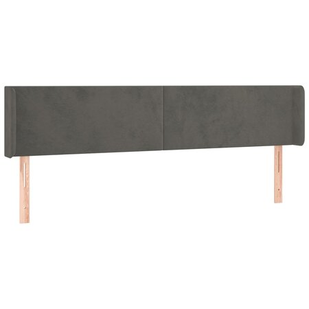 vidaXL Tête de lit avec oreilles Gris foncé 203x16x78/88 cm Velours