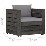 vidaXL Salon de jardin 6 Pièces avec coussins Bois imprégné de gris