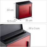 Boîte aux lettres murale moderne en acier bicolore design 35 cm noir rouge