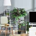 Arbre artificiel plante artificiel ficus hauteur 1 2 m tronc branches liane lichen feuilles grand réalisme pot inclus