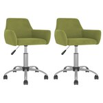 vidaXL Chaises pivotantes à manger lot de 2 vert clair velours