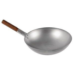 Wok fond hémisphérique - diamètre 380 mm - londonwok -  - acier doux x195mm