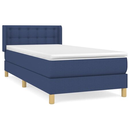 vidaXL Lit à sommier tapissier avec matelas Bleu 90x200 cm Tissu