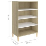 vidaXL Buffet Blanc et chêne sonoma 57x35x90 cm Aggloméré