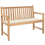 vidaXL Banc de jardin avec coussin crème 120 cm Bois de teck massif