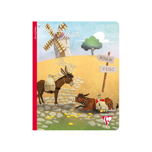 Cahier a5 - 17 x 22 cm - pages lignées + marge - les deux mulets