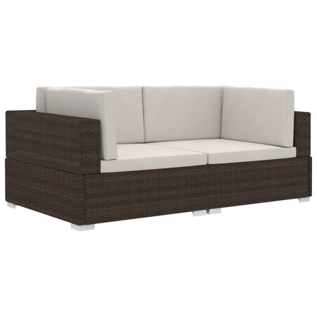 vidaXL Chaises d'angles 2 Pièces avec coussins Résine tressée Marron