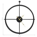 vidaXL Horloge murale Noir 52 cm Fer