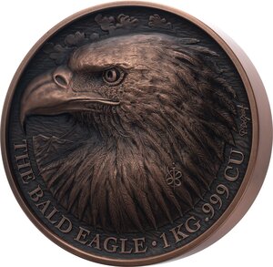 BALD EAGLE Cuivre 1 Kg Kilo Copper monnaie 1500 Francs Benin 2022