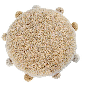 Coussin de sol à pompons miel Ø 48 cm