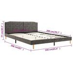 vidaXL Cadre de lit Gris foncé Tissu 150x200 cm
