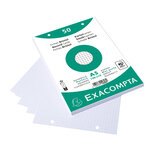Paquet 50 Fiches Sous Film - Bristol Quadrillé 5x5 Perforé 148x210mm - Blanc - X 20 - Exacompta