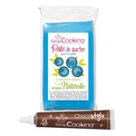 Pâte à sucre bleu 250 g arôme myrtille + stylo chocolat