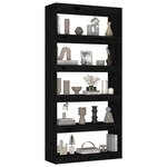 vidaXL Bibliothèque/Séparateur de pièce Noir 80x30x167 4 cm Pin solide