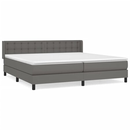 vidaXL Lit à sommier tapissier avec matelas Gris 200x200 cm Similicuir