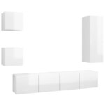 vidaXL Ensemble de meuble TV 5 Pièces Blanc brillant Aggloméré
