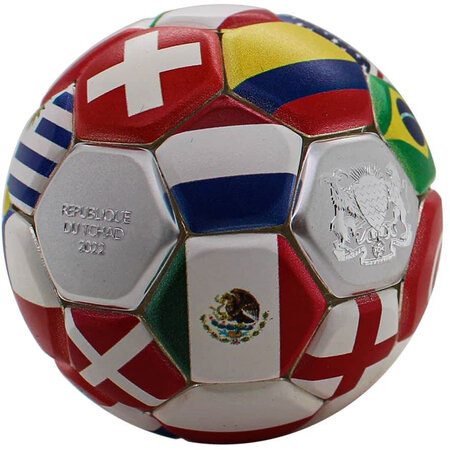Pièce de monnaie en Argent 5000 Francs g 30 Millésime 2022 Soccer Ball Chad COUNTRY FLAGS SOCCER BALL