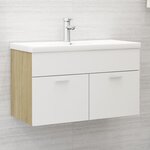 vidaXL Armoire d'évier et lavabo intégré Blanc/chêne sonoma Aggloméré