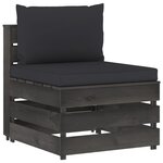 vidaXL Salon de jardin 11 Pièces avec coussins Bois imprégné de gris
