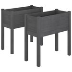 vidaXL Jardinières 2 Pièces Gris 70x31x70 cm Bois de pin massif
