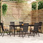 vidaXL Ensemble de salle à manger de jardin 7 Pièces Noir