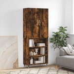 vidaXL Buffet haut Chêne fumé 69 5x34x180 cm Bois d'ingénierie