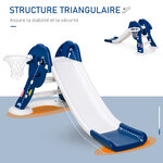 Toboggan enfant panier basket 2 à 6 ans usage intérieur extérieur dim. 146L x 68l x 68H cm balle + pompe incluses HDPE bleu blanc