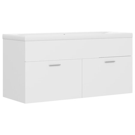 vidaXL Armoire d'évier avec lavabo intégré Blanc Aggloméré