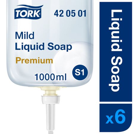 Savon liquide pour les mains Premium S1, doux, parfumé, cartouche 1 L (carton 6 litres)