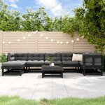 vidaXL Salon de jardin 8 Pièces avec coussins noir bois massif