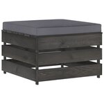 vidaXL Salon de jardin 10 Pièces avec coussins Bois imprégné de gris