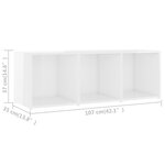 vidaXL Meuble TV Blanc brillant 107x35x37 cm Aggloméré