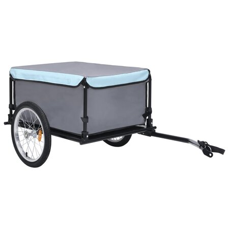 vidaXL Remorque de bicyclette Noir et bleu 65 kg