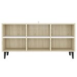 vidaXL Meuble TV avec pieds en métal Blanc/chêne sonoma 103 5x30x50 cm
