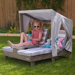 Kidkraft chaise longue double avec porte-gobelets pour enfants gris