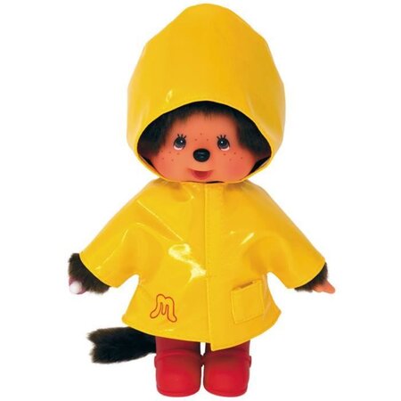 Bandai monchhichi - ciré iconique 20 cm - jaune