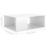 vidaXL Table basse Blanc brillant 90x67x33 cm Aggloméré