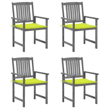 vidaXL Chaises de jardin avec coussins 4 Pièces Gris Bois d'acacia massif