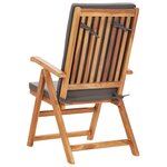vidaXL Salon de jardin 5 Pièces avec coussins gris Bois de teck massif