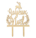 Décoration pour Bûche de Noël en bois Joyeux Noël