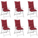 vidaXL Coussins de chaise de jardin à dossier haut lot de 6 bordeaux