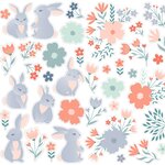 Lot stickers 3D lapins / fleurs