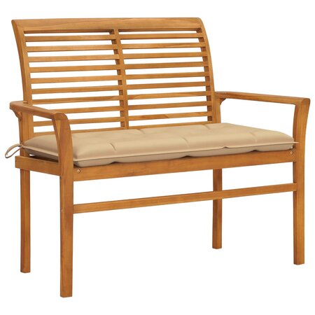 vidaXL Banc de jardin avec coussin beige 112 cm Bois de teck massif