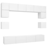 vidaXL Ensemble de meuble TV 8 Pièces Blanc Aggloméré