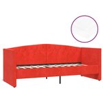 vidaXL Lit avec matelas et éclairage USB Bordeaux Velours 90x200 cm