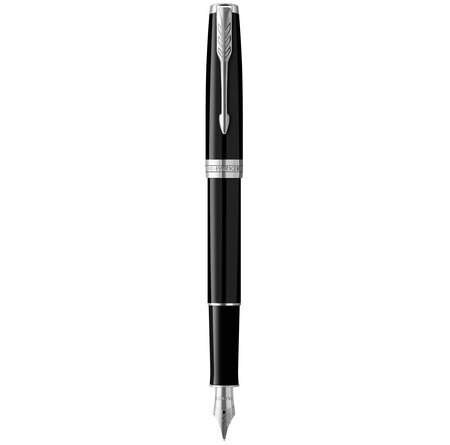 Parker sonnet stylo plume  laque noire  plume moyenne  encre noire  coffret cadeau