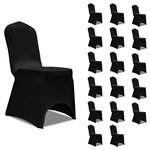 vidaXL Housses élastiques de chaise Noir 18 Pièces