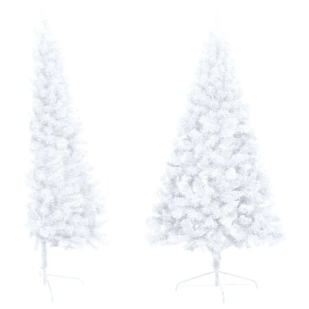 vidaXL Sapin de Noël artificiel moitié avec support blanc 120 cm PVC