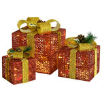vidaXL Boîtes-cadeaux de Noël décoratives 3 Pièces Extérieur Intérieur
