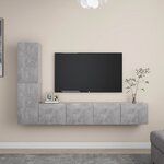 vidaXL Ensemble de meuble TV 4 Pièces Gris béton Aggloméré